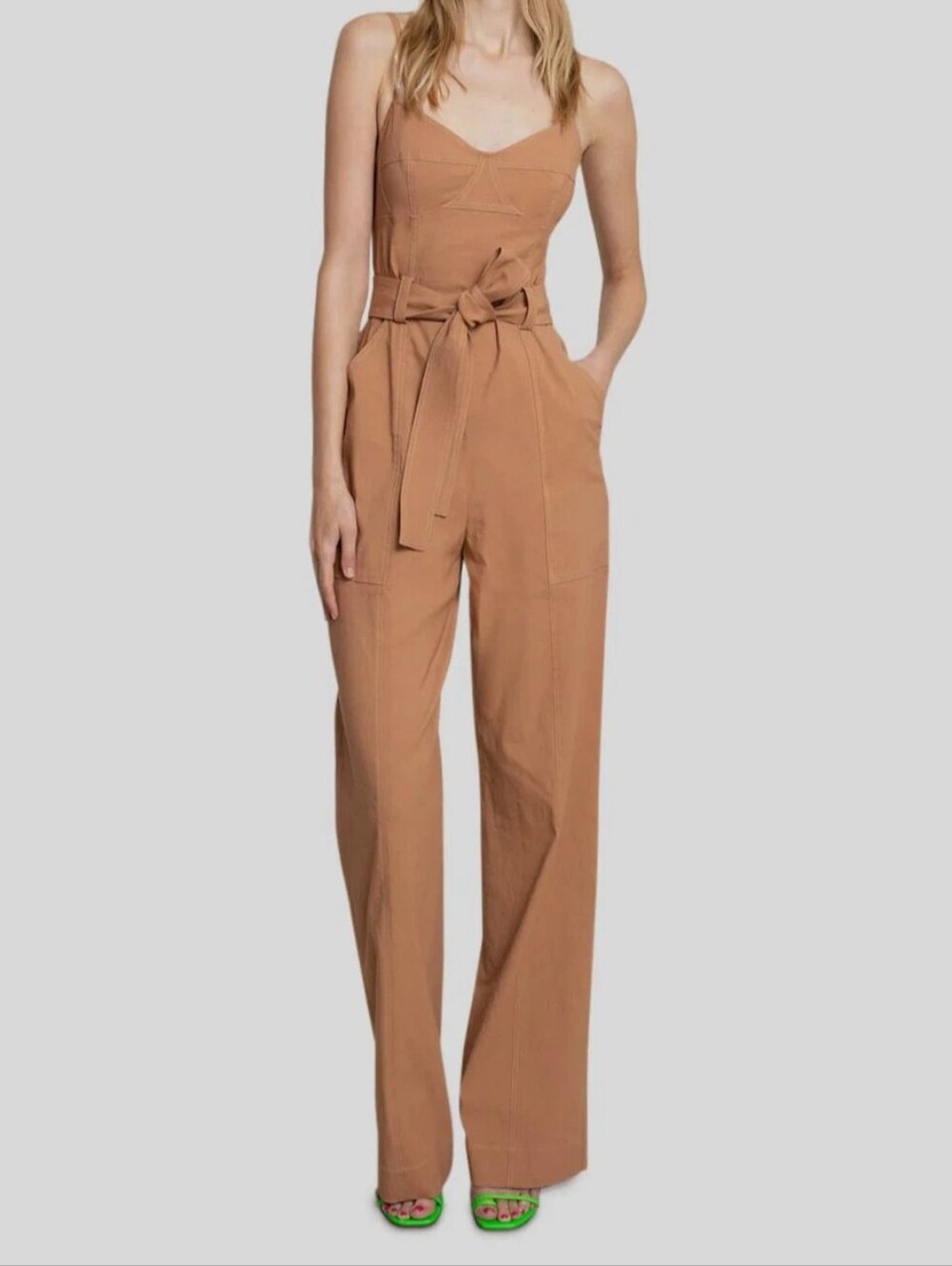 Brown Linen V neck